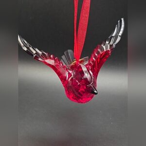 Elegant Red Crystal Bird Ornament DEPT 56 Ornament  CARDINAL BIRD  Red Ribbon